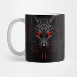 Wolf In Red and Black: Majestic Animals In Striking Colors Mug